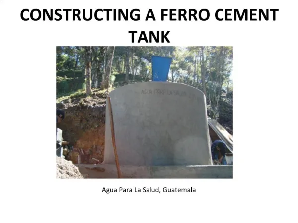 CONSTRUCTING A FERRO CEMENT TANK