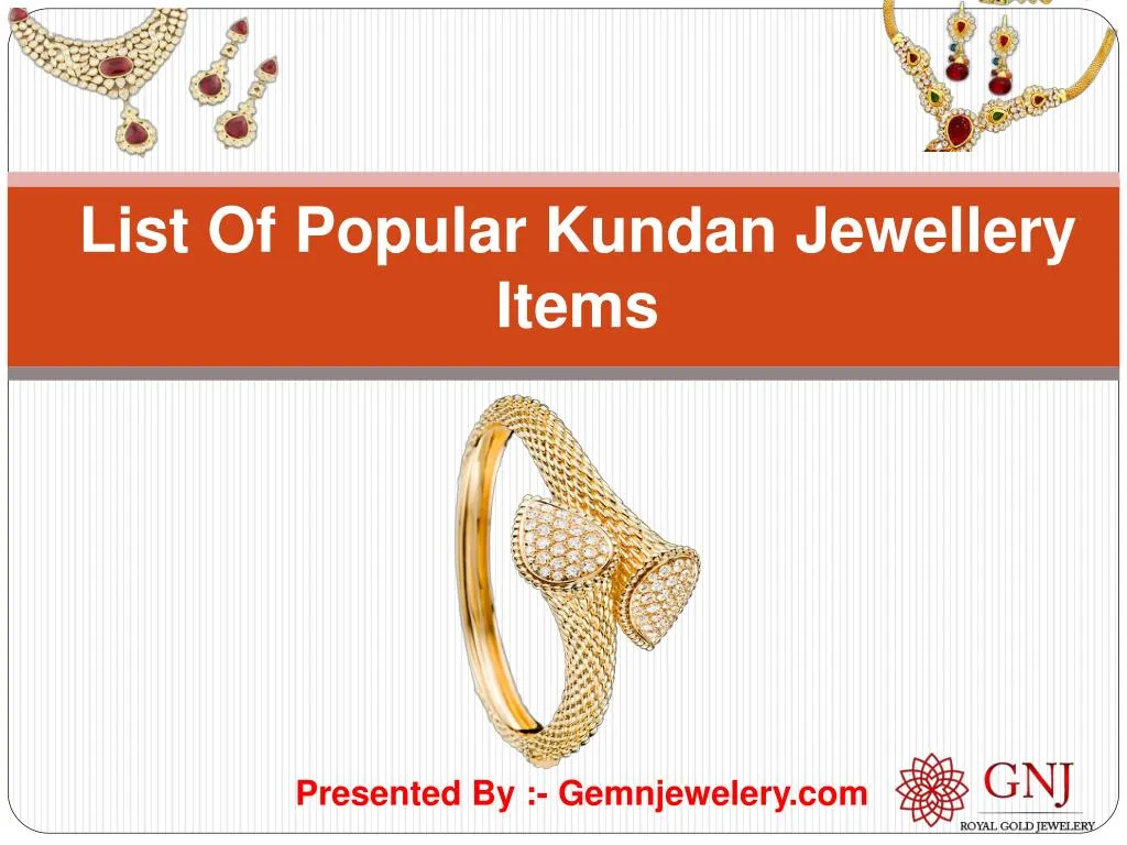 list of popular kundan jewellery items