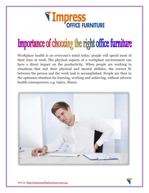 Importance of choosing the right office furniture
