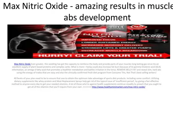 Max Nitric Oxide - Faster quick muscle formation