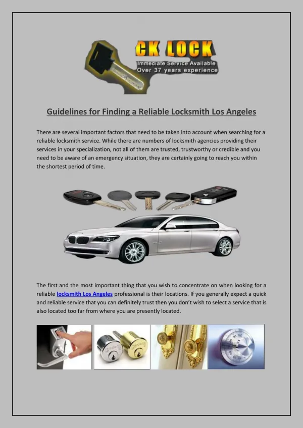Guidelines for Finding a Reliable Locksmith Los Angeles