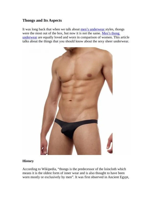Thongs and Its Aspects
