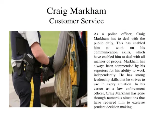 Craig Markham Customer Service