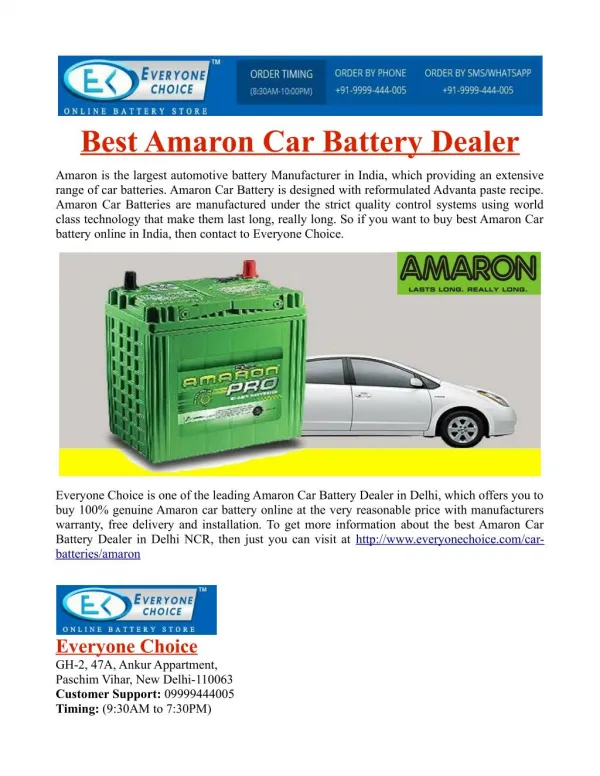 Best Amaron Car Battery Dealer