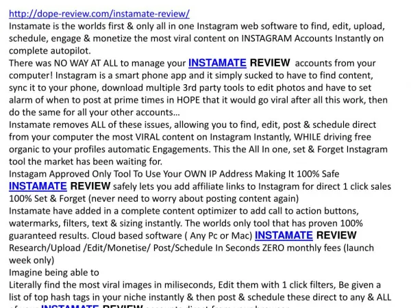 INSTAMATE REVIEW