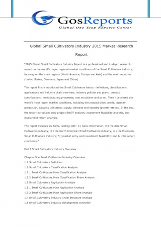 Global Small Cultivators Industry 2016 Market Research Report - slide 1