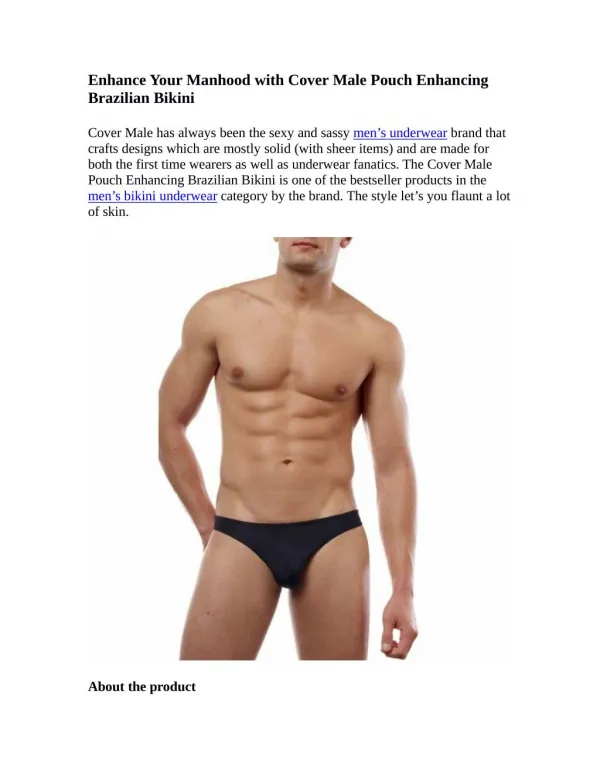Enhance Your Manhood with Cover Male Pouch Enhancing Brazilian Bikini