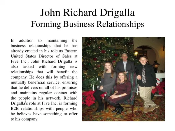 John Richard Drigalla Forming Business Relationships