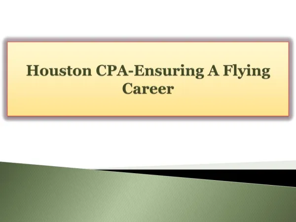 Houston CPA-Ensuring A Flying Career