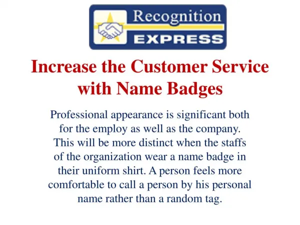 Increase the Customer Service with Name Badges