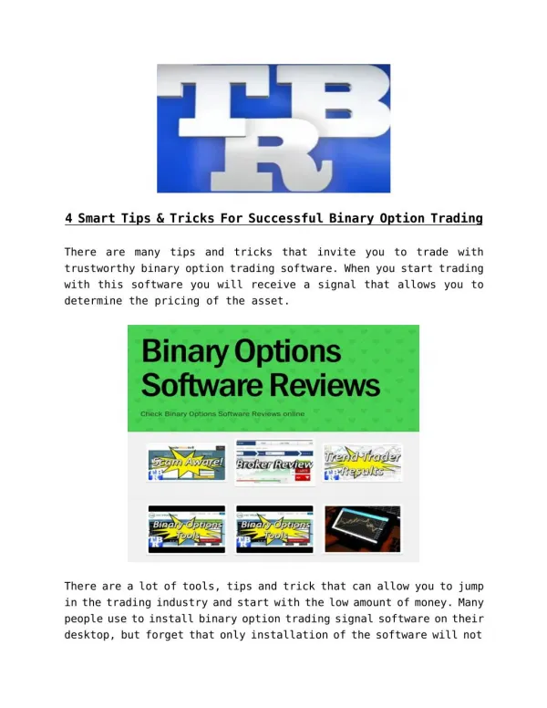 4 Smart Tips & Tricks For Successful Binary Option Trading
