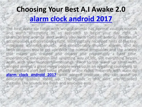 alarm clock android 2017