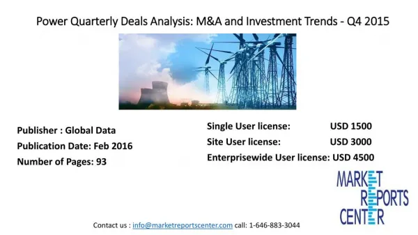 Power Quarterly Deals Analysis: M&A and Investment Trends - Q4 2015