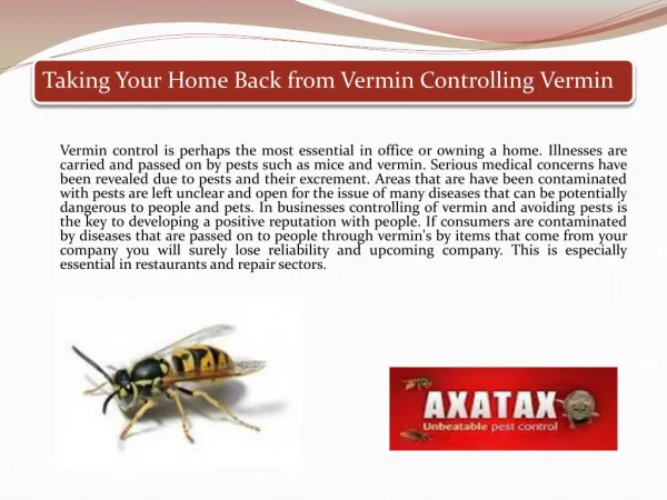Taking Your Home Back from Vermin Controlling Vermin