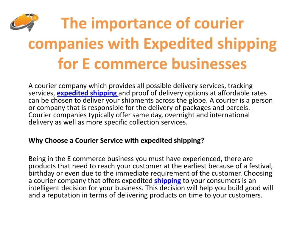 the importance of courier companies with expedited shipping for e commerce businesses