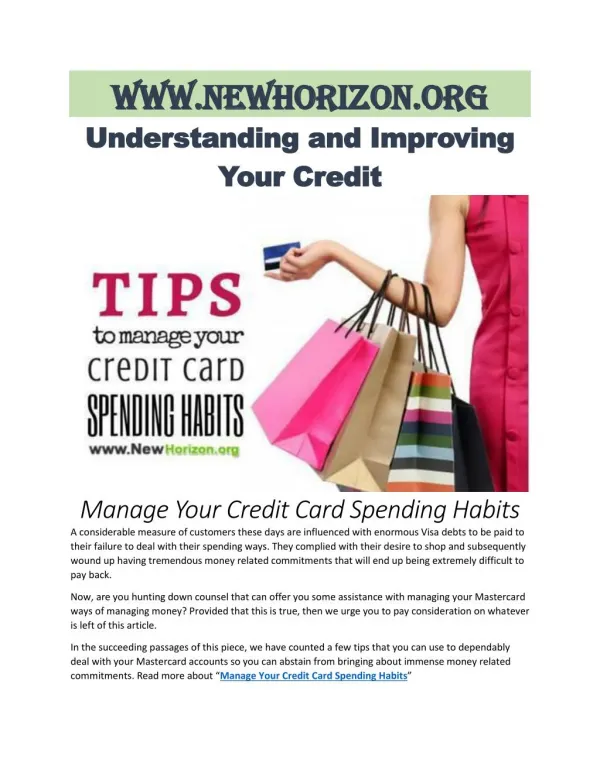Understanding and Improving Your Credit