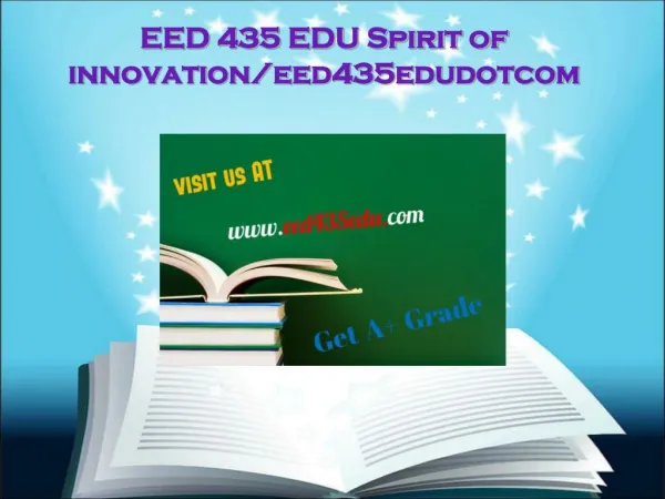 EED 435 EDU Spirit of innovation/eed435edudotcom
