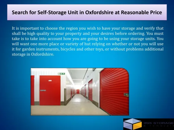 Search for Self-Storage Unit in Oxfordshire at Reasonable Price