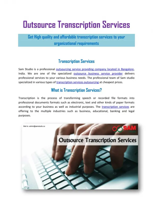 Outsource Transcription Services Provider