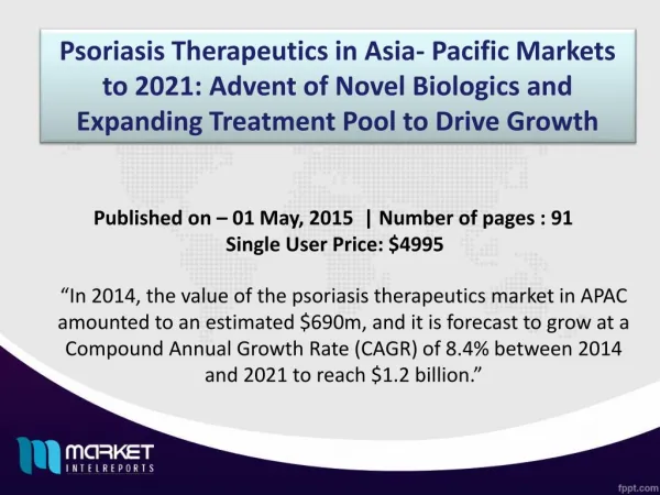 Psoriasis Therapeutics Market worth 1.2 Billion by 2021