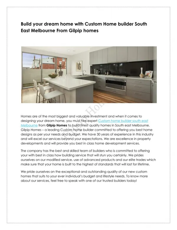 Custom Home builder South East Melbourne | Gilpiphomes