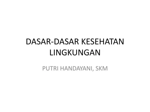 dasar dasar kesehatan lingkungan