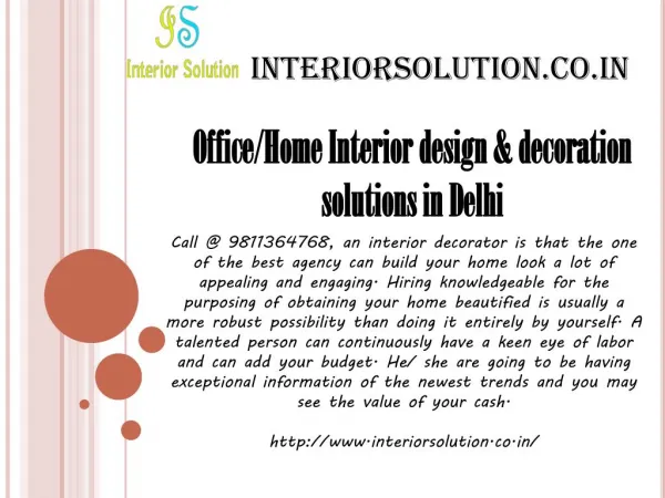 Office/Home Interior design & decoration solutions in Delhi