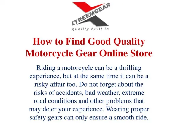 How to Find Good Quality Motorcycle Gear Online Store