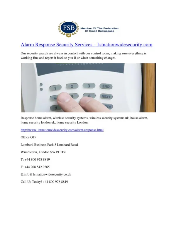 Alarm Response Security Services - 1stnationwidesecurity.com