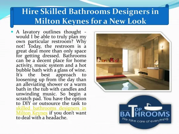 Hire Skilled Bathrooms Designers in Milton Keynes for a New Look