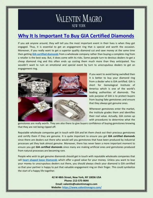 Why It Is Important To Buy GIA Certified Diamonds
