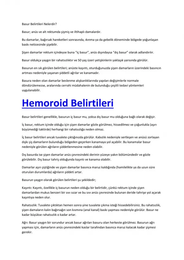 Hemoroid Belirtileri