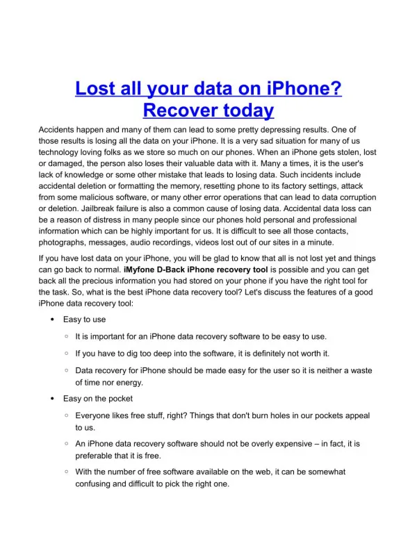 Lost all your data on iPhone? Recover today