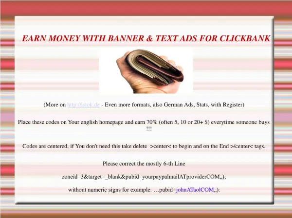 Earn Money With Banner & Text Ads For Clickbank