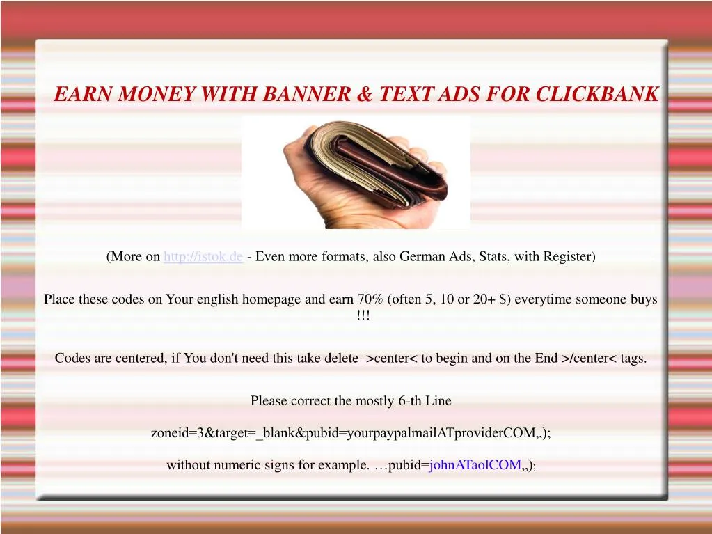 earn money with banner text ads for clickbank