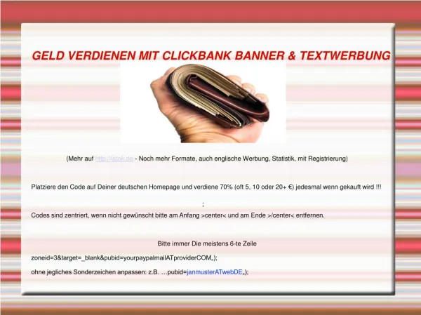 Geld Verdienen Mit Clickbank Banner & Textwerbung