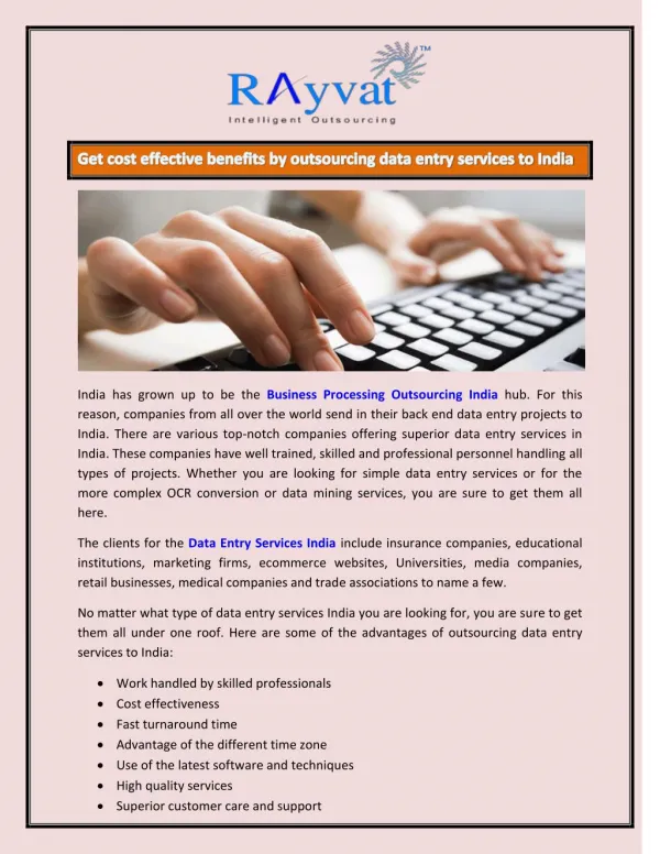 Data Entry Services to India