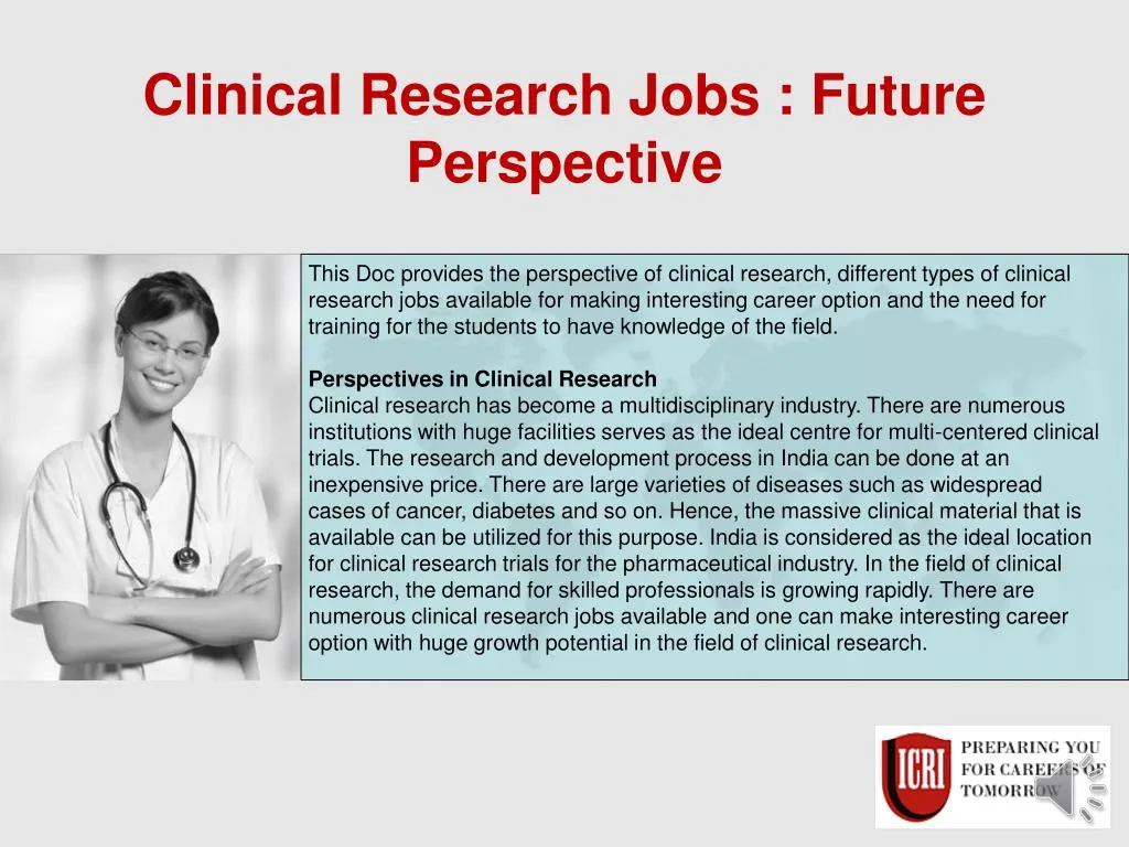 clinical research jobs future perspective