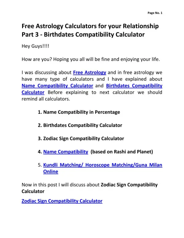 Free Astrology Calculators for your Relationship Part 3 - Birthdates Compatiblity Calculator