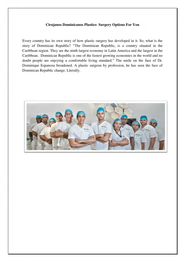 Cirujanos Dominicanos Plastico Surgery Options For You