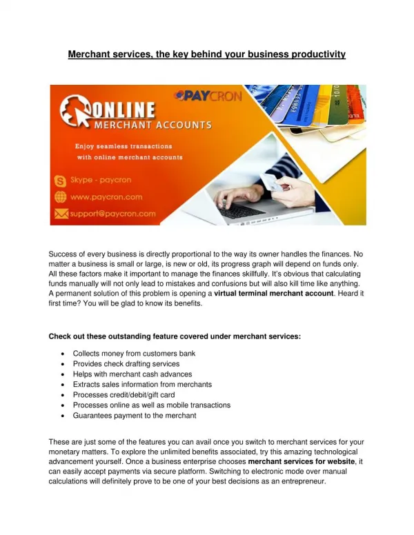 Online Merchant Account Services