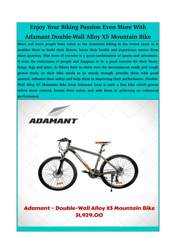 Adamant Double-Wall Alloy X5 Mountain Bike