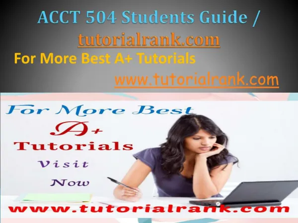 ACCT 504 Academic professor Tutorialrank.com