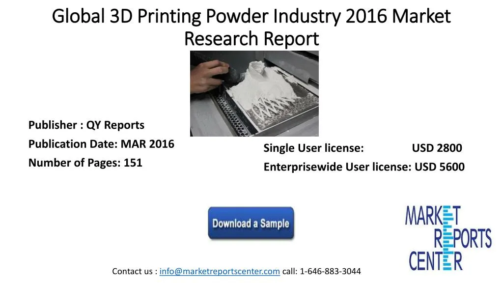 global 3d printing powder industry 2016 market research report