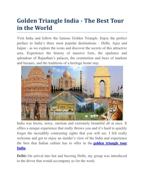 Golden Triangle India - The Best Tour in the World