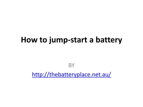 How to jump-start a battery