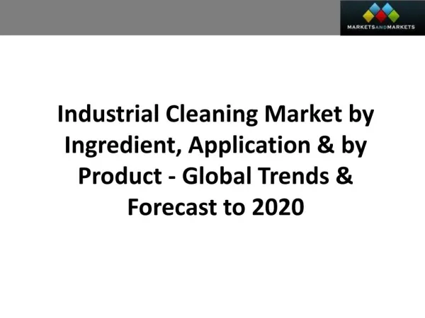 Industrial Cleaning Market worth 50.24 Billion USD by 2020