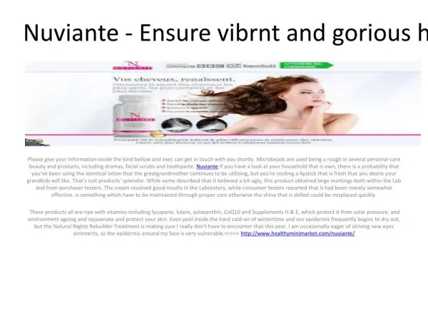Nuviante - Ensure vibrnt and gorious hair