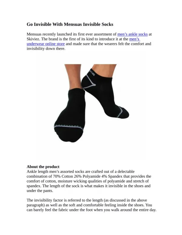 Go Invisible With Mensuas Invisible Socks