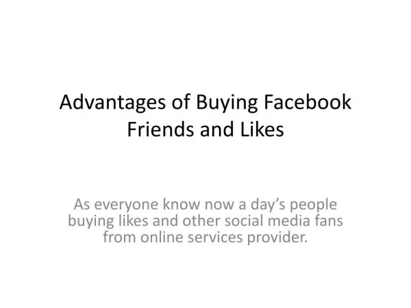 Advantages of Buying Facebook Friends and Likes